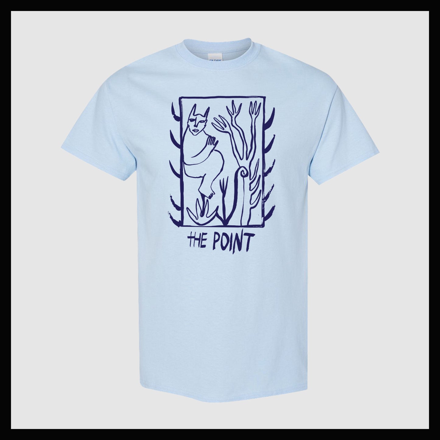 Blue Line Design on Light Blue T Shirt