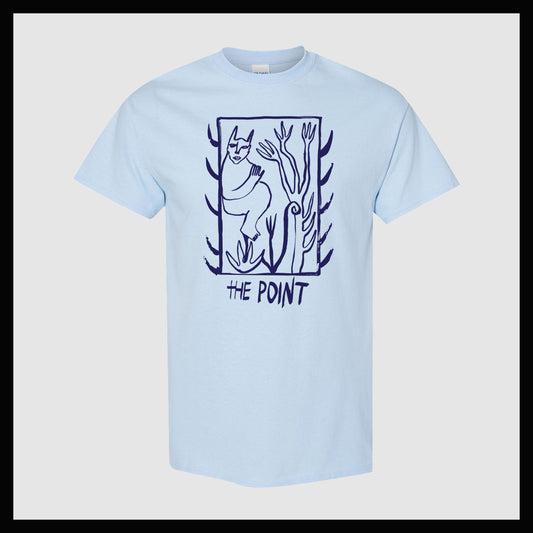 Blue Line Design on Light Blue T Shirt